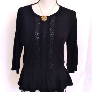 Axara Paris black wool sweater sequin detail size L